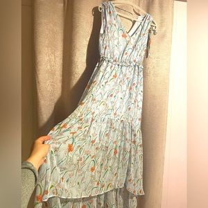 Banana Republic 4 floral hi low flowy dress, elastic waistband stretch